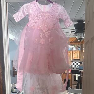Elegant Pink Kids Formal Dress with Floral Detail